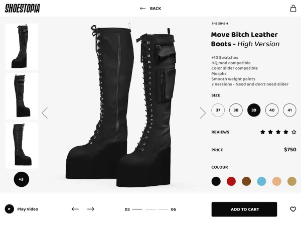 Alpha Shoestopia Move Bitch Leather Boots - The Sims 4 Custom Content