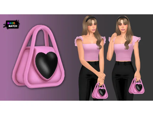 Maxis Match MINI HANDBAG WITH HEART by NataliS - The Sims 4 Custom Content