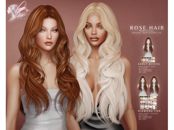 Alpha ROSE HAIR by BoatAom - The Sims 4 Custom Content