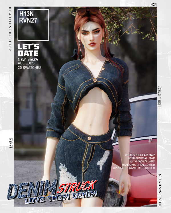 Alpha Rolled Up Long sleeves Crop Design Pulled Back Denim Jacket by simsfinds - The Sims 4 Custom Content