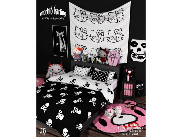 Mix morbid darling bedding tapestries by prettydespair - The Sims 4 Custom Content