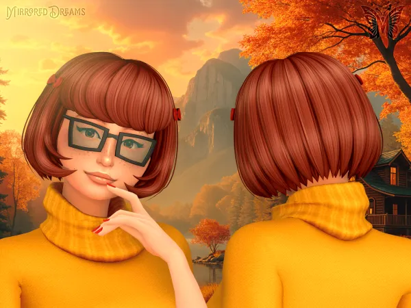 Maxis Match Hair Velma Dinkley Ribbon Bow Mistério SA (Post 13) - The Sims 4 Custom Content