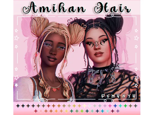 Maxis Match AMIHAN HAIR by demonyo - The Sims 4 Custom Content