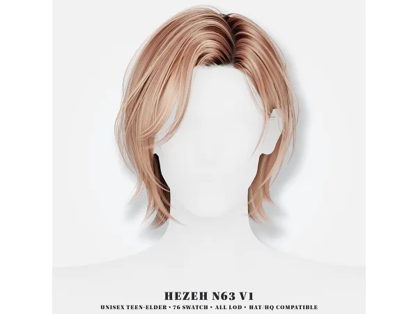 Alpha [Hezeh]Hair_No63 V1 - The Sims 4 Custom Content