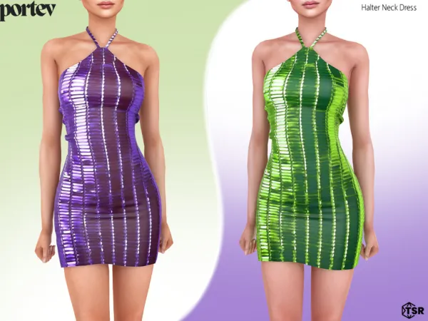 Alpha Halter Neck Dress by portev - The Sims 4 Custom Content