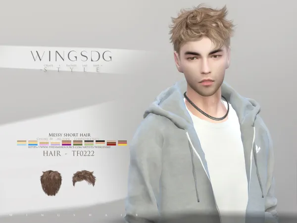 Alpha WINGS TF0222 Messy short hair by wingssims - The Sims 4 Custom Content