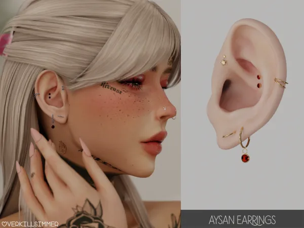 Alpha Aysan earrings - The Sims 4 Custom Content