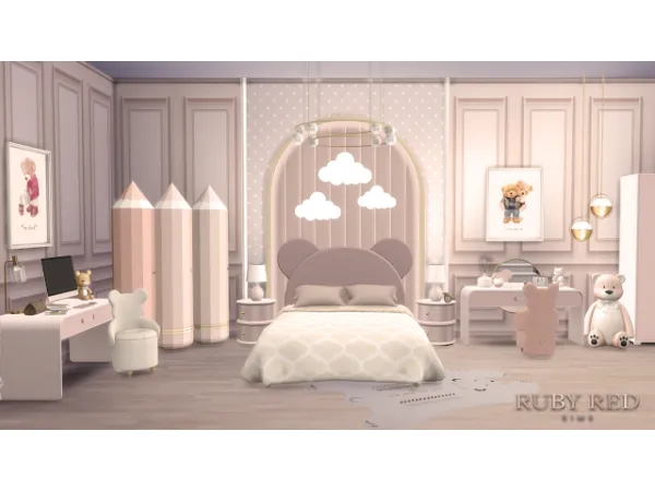 Mix Teddy Bear Kids Room Set by RubyRed1023 - The Sims 4 Custom Content