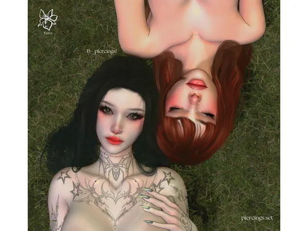 Mix MEGA PIERCING SET by tauve - The Sims 4 Custom Content