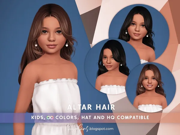 Alpha Altar hair Kids - The Sims 4 Custom Content