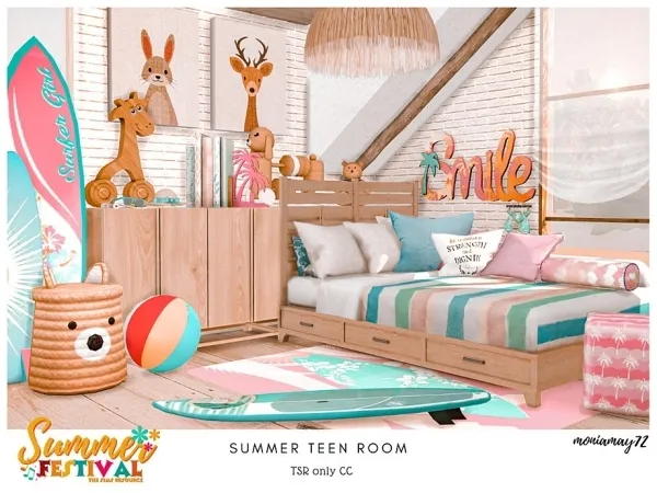 Mix Summer Teen Bedroom - The Sims 4 Custom Content