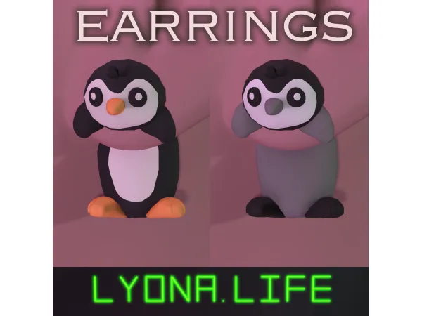 Mix EARRINGS Penguins 3 versions - The Sims 4 Custom Content