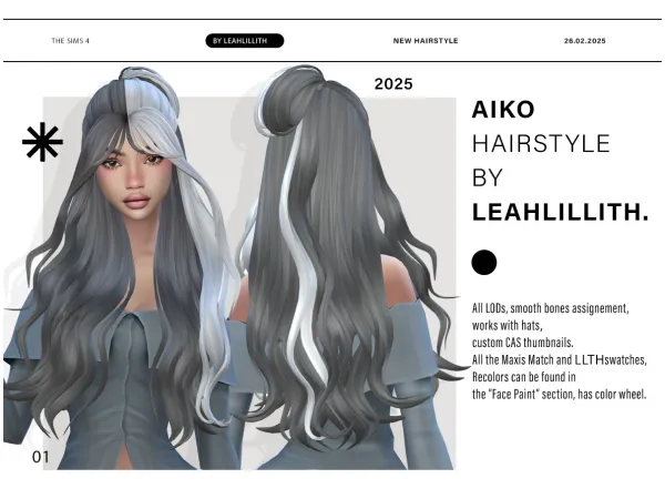 Maxis Match Aiko Hairstyle by leahlillith - The Sims 4 Custom Content