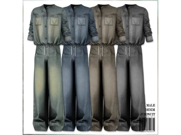 Alpha Male Denim Jumpsuit by mirosims2020 - The Sims 4 Custom Content