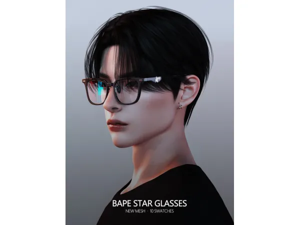 Alpha BAPE Star Glasses by Rona_sims - The Sims 4 Custom Content