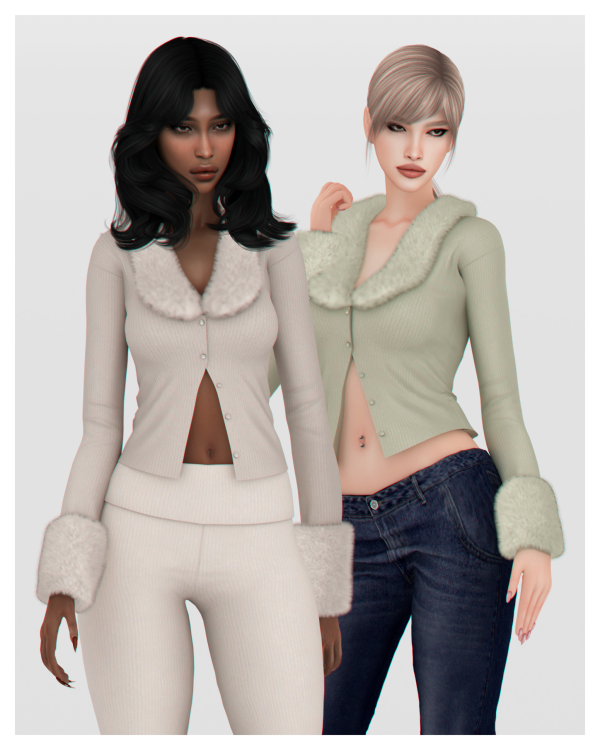 Alpha Angie Fur Cardigan by simsfinds - The Sims 4 Custom Content