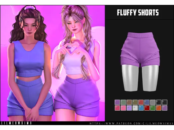 Alpha Fluffy Outfit Shorts - The Sims 4 Custom Content