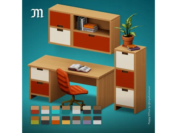 Maxis Match Poppy Office Stuff by myshunosun - The Sims 4 Custom Content