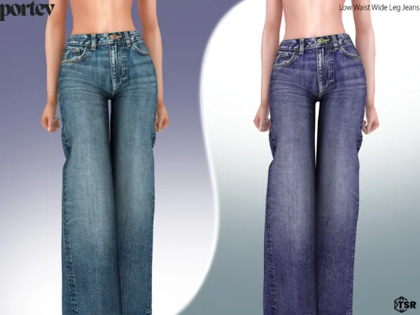 Alpha Low Waist Wide Leg Jeans by portev - The Sims 4 Custom Content