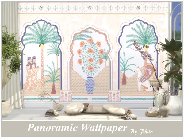Maxis Match Assur Panoramic Wallpaper by philo - The Sims 4 Custom Content