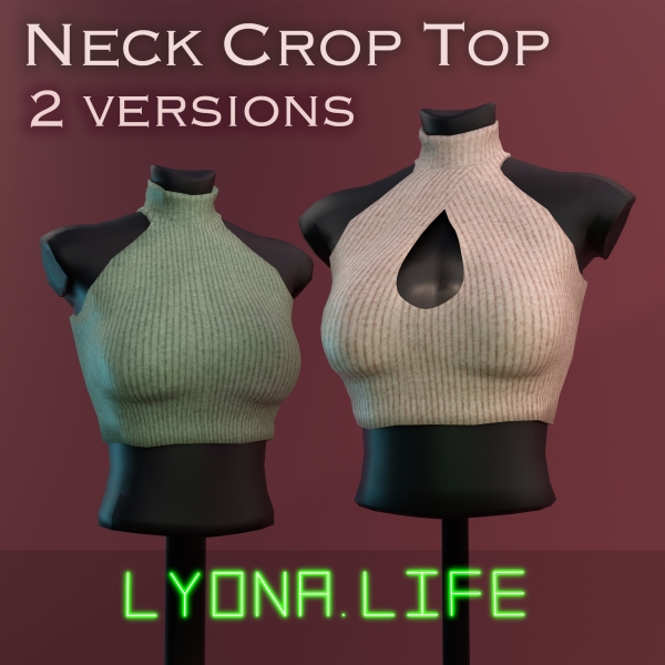 Mix Neck Crop Top 2 versions by lyonalife - The Sims 4 Custom Content