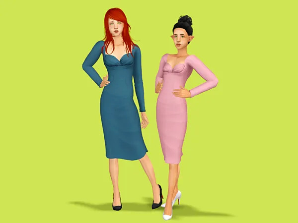 Ruched Midi Dress by deedee - The Sims 2 Custom Content