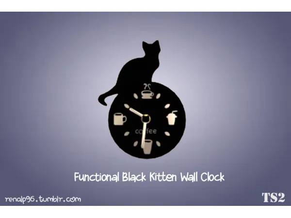 [Functional Black Kitten Wall Clock for ] 13 by renalp96 - The Sims 2 Custom Content