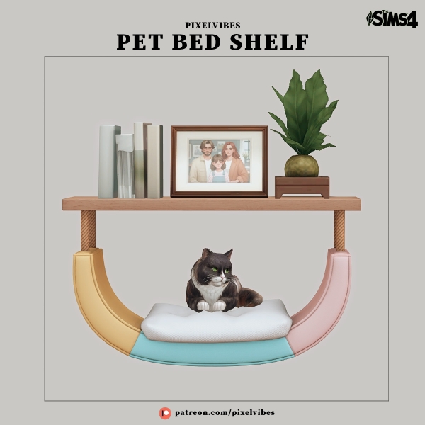 Alpha Pet Bed Shelf by pixelvibes - The Sims 4 Custom Content