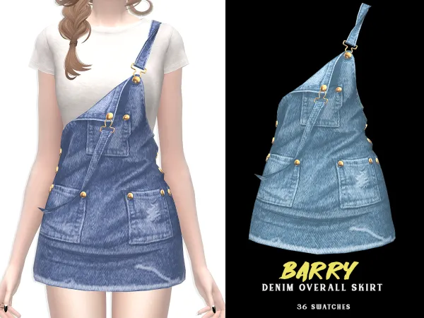 Alpha Barry Denim Overall Skirt - The Sims 4 Custom Content