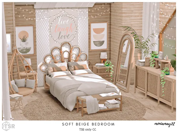 Mix Soft Beige Bedroom - The Sims 4 Custom Content