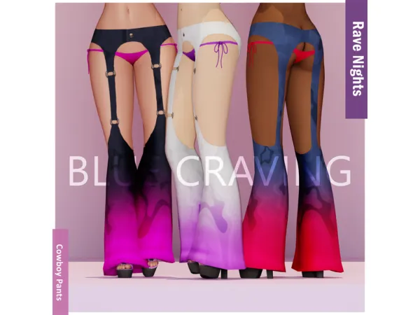 Maxis Match Blue Craving Rave Cowboy Pants - The Sims 4 Custom Content