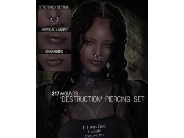 Maxis Match 317Wounds Destruction Piercings Set - The Sims 4 Custom Content