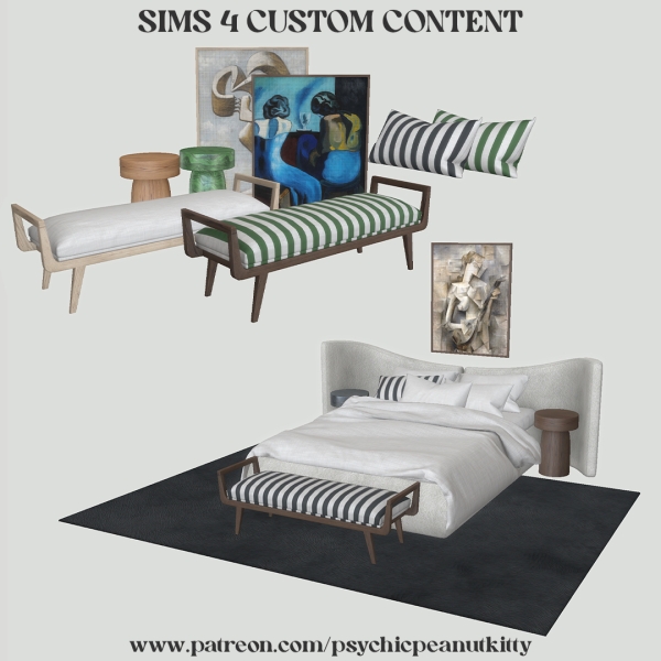Mix Bedroom Furniture by psychicpeanutkitty - The Sims 4 Custom Content