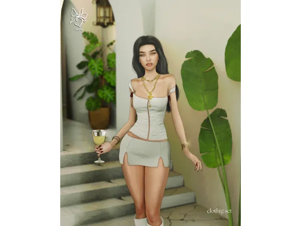 Mix WHITE WINE LOVE CLOTHING SET by tauve - The Sims 4 Custom Content