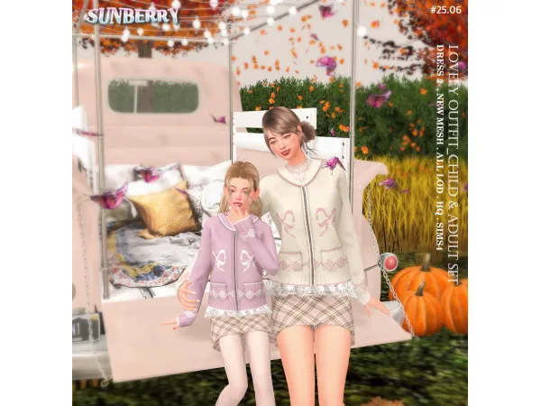 Alpha [SUNBERRY] 2506 Adult Child Lovely outfit - The Sims 4 Custom Content