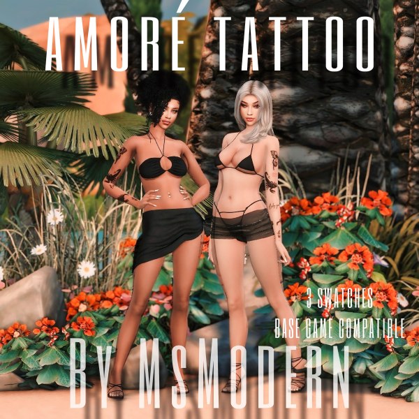 Mix AMORE TATTOO by MsModern - The Sims 4 Custom Content