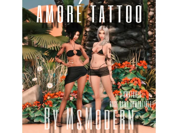 Mix AMORE TATTOO by MsModern - The Sims 4 Custom Content