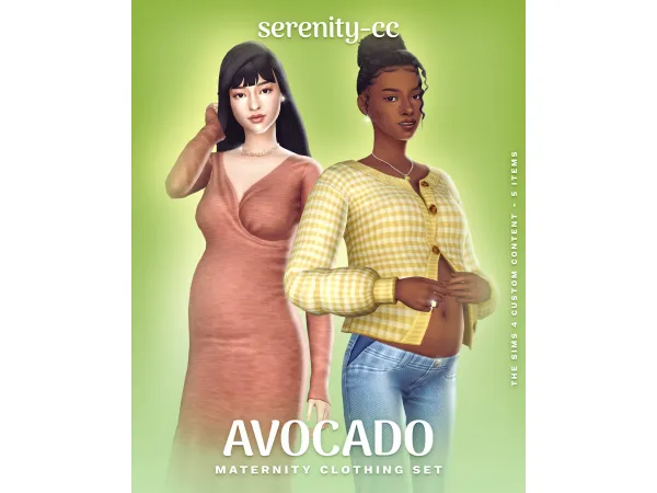 Maxis Match The Avocado Maternity Clothing Set by Serenity - The Sims 4 Custom Content