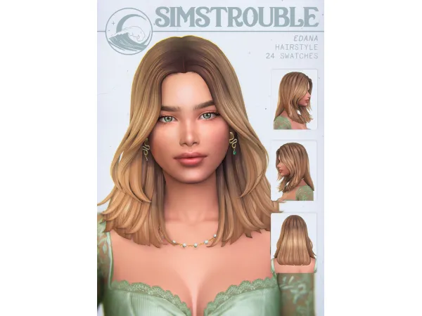 Maxis Match Edana Hairstyle (2 Versions) by simstrouble - The Sims 4 Custom Content