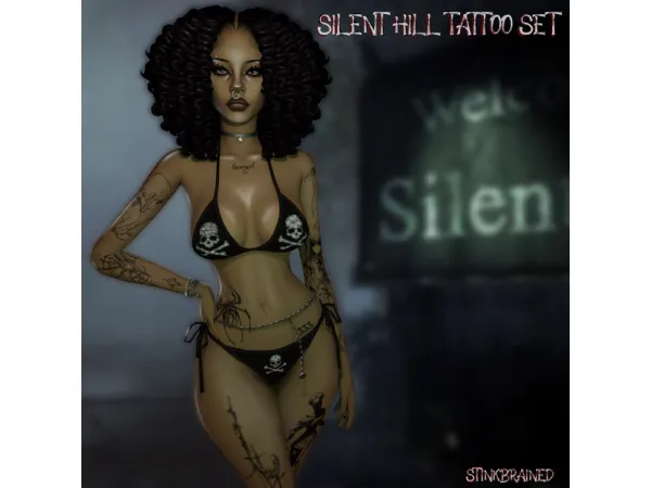 Mix silent hill tats by stinkbrained - The Sims 4 Custom Content