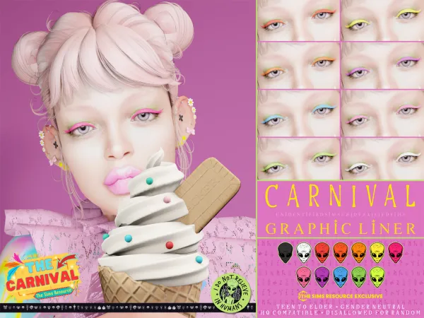 Mix carnival graphic liner - The Sims 4 Custom Content