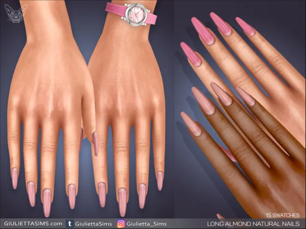 Alpha Long Almond Natural Nails - The Sims 4 Custom Content