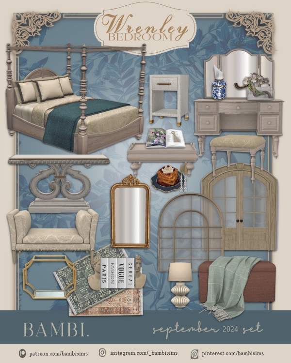 Alpha wrenley bedroom set by bambisims - The Sims 4 custom content