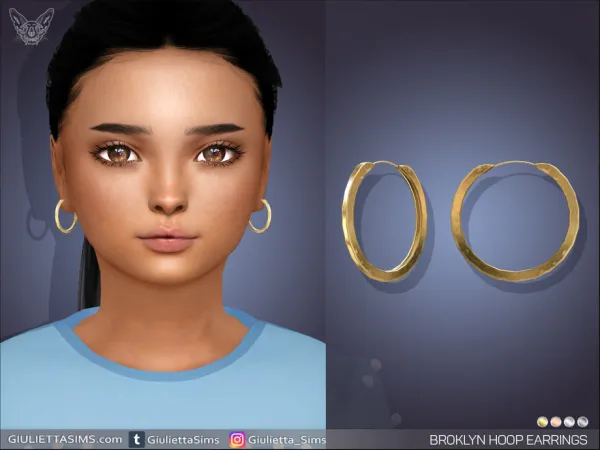 Alpha Brooklyn Hoop Earrings For Kids - The Sims 4 Custom Content