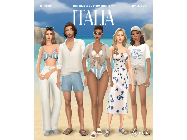 Maxis Match ITALIA Vacation Style Set Download by LIJOUE - The Sims 4 Custom Content