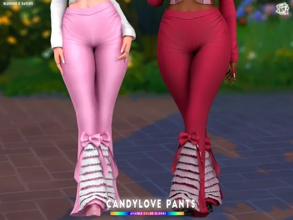 Mix CandyLove Lace Bell Pants Bluerose x Daylife - The Sims 4 Custom Content