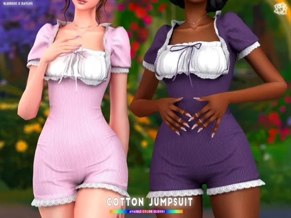 Mix Cotton Jumpsuit Bluerose x Daylife - The Sims 4 Custom Content