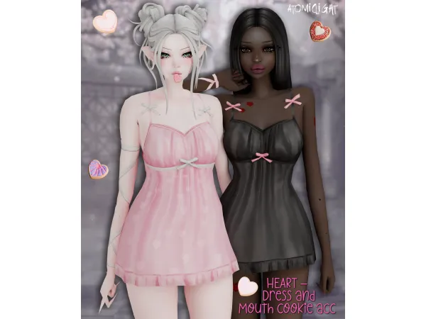 Maxis Match Heart dress and cookie mouth acc by atomiclight - The Sims 4 Custom Content