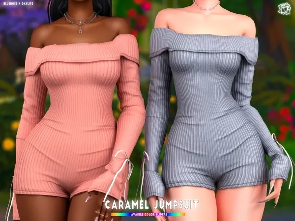 Mix Caramel Jumpsuit Bluerose x Daylife - The Sims 4 Custom Content