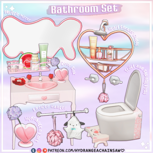 Alpha Bathroom set by hydrangeachainsaw - The Sims 4 Custom Content
